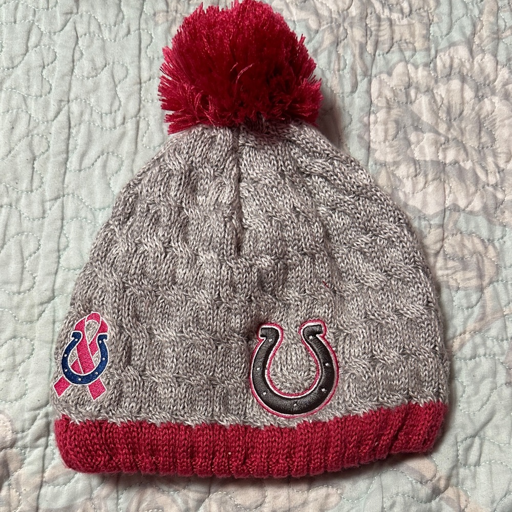 Indianapolis Colts New Era Breast Cancer Awareness Pom Beanie